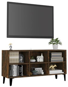 Mobile tv con gambe in metallo rovere fumo 103,5x30x50 cm