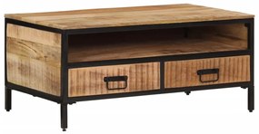 Tavolino Da Salotto 90x50x30 Cm Legno Massello Di Mango Grezzo /
