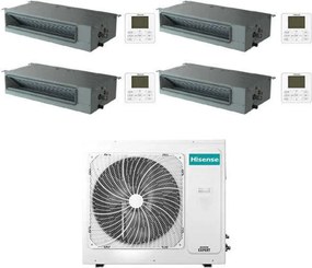 Hisense - Climatizzatore Condizionatore Canalizzabile R32 Quadri Split Inverter 9000 + 9000 + 9000 + 9000 btu con u.e. 5AMW105U4RQC Classe a++/a+