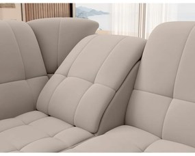 Divano angolare beige allungabile/con contenitore (con penisola a sinistra/a L) e rivestimento in velluto Sado – ELTAP