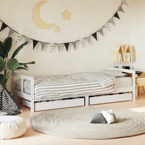 Giroletto Bambini Con Cassetti Bianco 80x200cm Massello Di Pino /