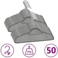 Set Appendiabiti 50 pz Antiscivolo Grigio in Velluto 289918