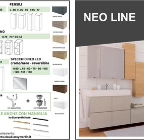 Mobile da bagno sospeso sotto lavabo L 120 x H 64 x P 48 cm bianco, 1 anta 2 cassetti Apertura push-pull SENSEA Neo, Maniglie acquistabili separatamente