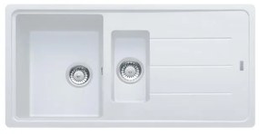 Lavello integrato 1.5 vasche con gocciolatoio laterale destro o sinistro FRANKE Boston fragranite L 50 x L 97 cm bianco