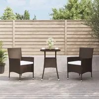 Set Bistr da Giardino 3 pz con Cuscini in Polyrattan Marronecod mxl 69464