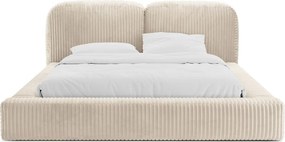 Letto matrimoniale imbottito beige con contenitore con rete inclusa 200x200 cm Martina – Micadoni