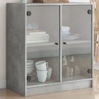 Mobile con Ante in Vetro Grigio Cemento 68x37x75,5 cm 836423