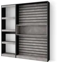 Libreria scaffale in legno a ripiani, 170x186x25cm, Soggiorno - Ufficio, Per libri, Stile moderno, colore Cemento