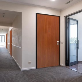 Porta blindata MASTER Stark L 85 x H 210 cm in melaminico noce, apertura spingere a destra, falso telaio incluso