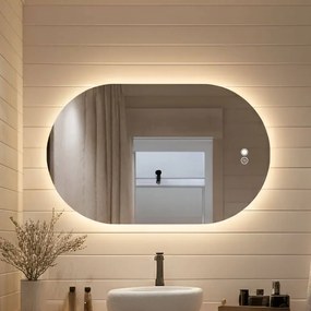 Specchio da bagno illuminato80x50\100x70\120x70\50x80\70x100\70x120, bicolore, interruttore touch, tappetino riscaldante