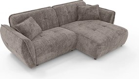 Divano angolare grigio tortora (con penisola a destra/con chaise lounge) con rivestimento in ciniglia Nelia – Ropez