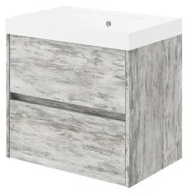 Mobile sottolavabo e lavabo Portofino per vasca centrale grigio antico in mdf L 60 x H 50.5 x P 40 cm 2 cassetti