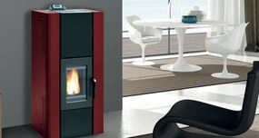 royal idro 240 acs stufa a pellet idro 23kw serbatoio 50 kg 62x72x136 cm con kit acqua calda sanitaria acciaio rosso