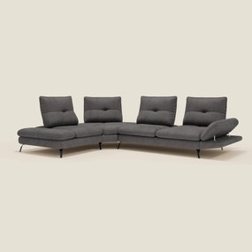 Ardex Divano Angolare - schienali traslanti e bracciolo regolabile in elegante tessuto impermeabile T06 antracite