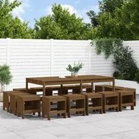 Set da Pranzo da Giardino 17 pz Miele in Legno Massello di Pino 3157730