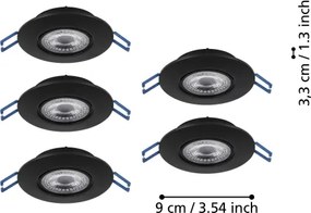 Eglo 300189 - KIT 5 faretti da incasso LED GEDREZ, 4,9 W, 230 V, Ø 9 cm, nero