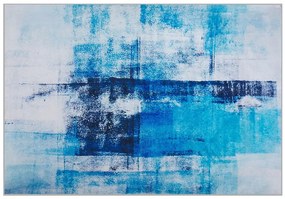 Tappeto blu multicolore 140 x 200 cm stampa 3d a pelo corto moderno Beliani
