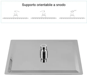 Soffione Doccia slim quadrato 25x25 cm in acciaio cromato