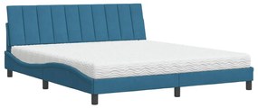 Letto con materasso blu 180x200 cm in velluto