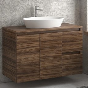 Mobile bagno 100cm sospeso con due cassetti e due ante TOD-100PS - KAMALU