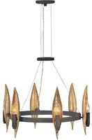 Lampadario Contemporaneo Willow Acciaio Nero Carbone Oro Deluxe Oro 6 Luci E14