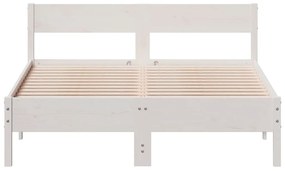 Giroletto con testiera bianco 140x190 cm in legno massello pino
