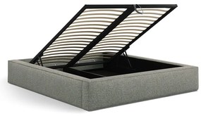 Letto matrimoniale imbottito verde con contenitore/senza testiera con rete inclusa 180x200 cm Simon – Micadoni