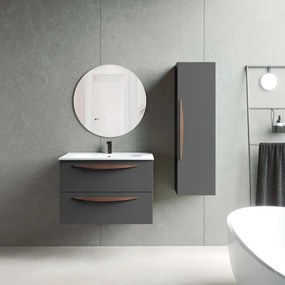 Mobile da bagno sospeso sotto lavabo L 79.5 x H 55 x P 45 cm grigio laccato opaco, 2 cassetti VISOBATH Arco