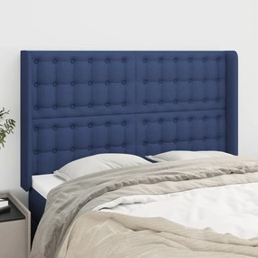 Testiera Ad Orecchio Blu 147x16x118/128 Cm İn Tessuto /