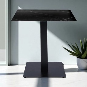 Tavolo pub ristorante bar 70x70 cm Top esterno HPL effetto Marmo NERO H 74