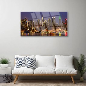 Quadro di vetro Case di città 100x50 cm