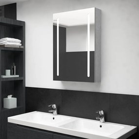 Armadietto Bagno Con Specchio E Led Grigio Cemento 50x13x70 Cm /