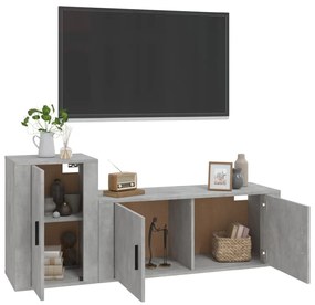 Set di Mobili Porta TV 2 pz Grigio Cemento in Legno Multistrato