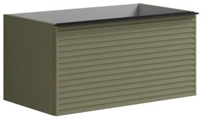 Mobile da bagno sospeso sotto lavabo L 80 x H 40 x P 45.5 cm verde salvia opaco, 2 cassetti Pixel