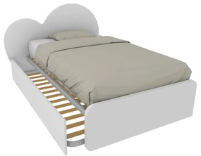 CUPIDO120R - Letto cameretta a cuore 120x190 con secondo letto estraibile e testata personalizzabile.Rete inclusa