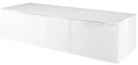 Mobile da bagno sotto lavabo Neo bianco laccato lucido L 135 x H 33 x P 48 cm 1 cassetto, lavabo non incluso