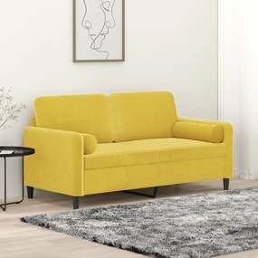 Divano A 2 Posti Con Cuscini Giallo 140 Cm İn Velluto /