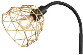 Lampada da terra in nero e oro con paralume in metallo (altezza 180 cm) Haval - Trio