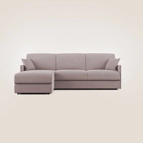Evans Divano letto angolare con penisola in morbido tessuto impermeabile T02 rosa