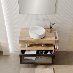 Mobile da bagno sospeso sotto lavabo Star L 80.3 x H 30 x P 46 cm rovere oak, 1 cassetto