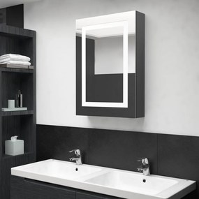 Armadietto Bagno Con Specchio E Led Grigio Lucido 50x13x70 Cm /