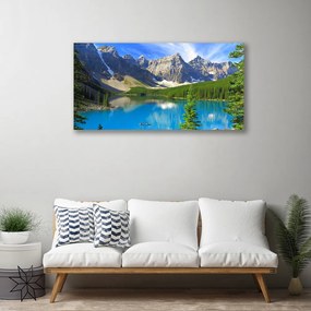 Stampa quadro su tela Paesaggio della foresta di montagna del lago 100x50 cm