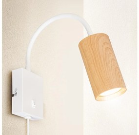Brilagi - Lampada flessibile da muro SELE 1xGU10/30W/230V bianco/decorazioni in rovere