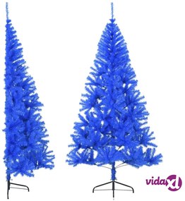 vidaXL Albero di Natale Artificiale a Metà con Supporto Blu 210 cm PVC