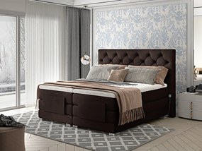 Letto motorizzato matrimoniale boxspring Manhattan - 160 x 200 cm , Tessuto marrone