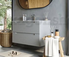 Mobile bagno clear grey 100x45 Mango due cassetti maniglia incassata con lavabo in ceramica lucida