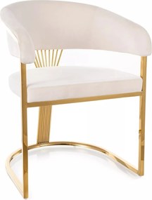 Sedia Crown Velvet in velluto beige chiaro Bluvel 30 con struttura in acciaio inox dorato – 57x77 cm
