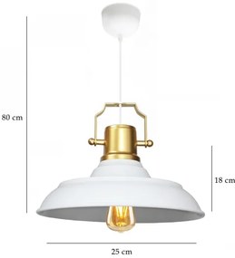Lampadario a cavo AYD 1xE27/40W/230V bianco/oro