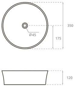 Bathco 4086 - Lavabo da appoggio VOLTA Ø 35 cm porcellana/bianco