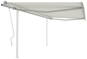 Tenda Da Sole Retrattile Manuale Con Pali 4,5x3 M Crema /
